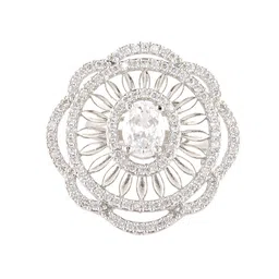 Voylla Rhodium-Plated Sparkling Elegance Celestial Dome American Diamond Finger Ring image 2