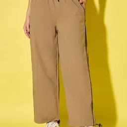 DIMPY GARMENTS Women Relaxed High-Rise Wrinkle Free Joggers Trousers-image-87