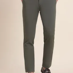 JADE BLUE Men Slim Fit Mid-Rise Cotton Trousers-image-88