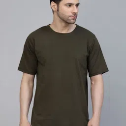 Metronaut Men Solid Round Neck Pure Cotton Oversized T-shirt-picture-30