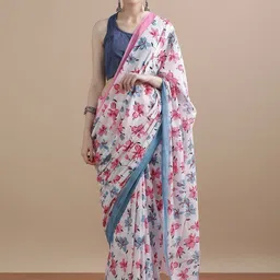 Vanedik Floral Pure Cotton Bagru Saree image 4