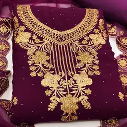 SHADOW & SAINING Embroidered Silk Georgette Unstitched Dress Material image 5