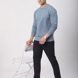 Stitch Hub Men Solid Round Neck Sweatshirt image 3