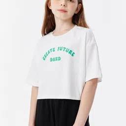 LULU & SKY Girls Colourblocked Drop-Shoulder Sleeves Applique Boxy T-shirt-picture-11