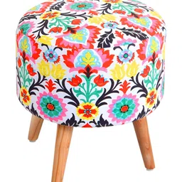 Shadowkart 2 Pieces Red & Green Printed Wooden Pouffes Ottomans image 5