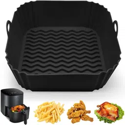 sunpantry Square Silicone Basket Baking Tray- Multicolor PACK OF 1 Airfryer Tray-picture-17