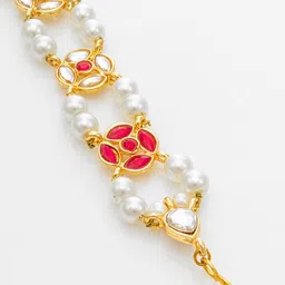 aadita Gold-Plated Pearls Studded Maang Tikka Head Jewellery image 3