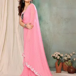 KALINI Georgette Embroidery Work Saree With Unstitched Blouse Piece image 4