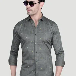 ALMATY Leon Comfort Geometric Printed Slim Fit Cotton Shirt-picture-11