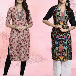 Ethnic basket Women Pack Of 2 Multicoloured Crepe Kurtas-picture-40