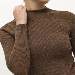 MANGO High Neck Fitted Ribbed Pullover image 3