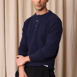 Mr Bowerbird Tailored Fit Henley Neck Woollen Sweater-image-76