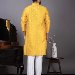 DEVOILER Men Ethnic Motifs Embroidered Thread Work Jacquard Kurta image 3