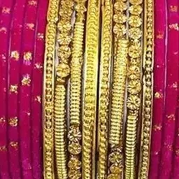 Only Offers Magenta Glass Artificial Stones & Beads Bangle image 1