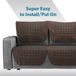 Aura Brown 12 Pieces Cotton Sofa Cover with Center & Dining Table Covers image 2