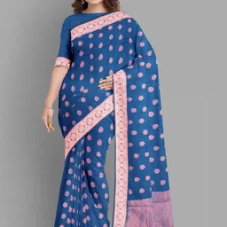 The Chennai Silks Floral Printed Maheshwari Saree-image-3