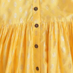 The Magic Wand Girls Floral Woven Design Zari Chanderi Silk A-Line Kurta with Trousers image 4