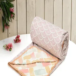 RRC Cream & Peach Striped Microfiber AC Room 150 GSM Dohar image 4