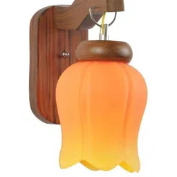 Somil Premium Designer Glass Wall / Night Lamp Elegant & Stylish Dcor Accent for Modern Interiors, color, Orange, Yellow, Size:- 18.5 X 26.5 X 28.5 CM-image-87