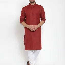 b ben Men Cotton Blend Kurta Churidar Set-picture-15