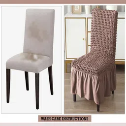 HOKIPO Mauve 4 Pieces Textured Stretchable Chair Covers image 5