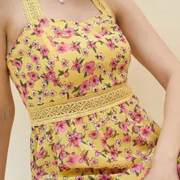 aayu Floral Print Schiffli Georgette Fit & Flare Midi Dress image 4