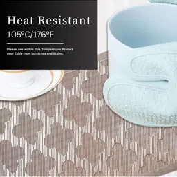 LUXEHOME INTERNATIONAL Brown & White 6 Pieces Textured Anti-Skid Table Placemats image 2