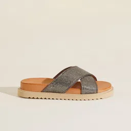 Peach Flores Women Open Toe Flats with Bows image 5