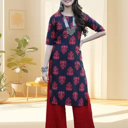 HERE&NOW Women Pack of 3 Ethnic Motifs Printed Daily Straight Kurtas image 2