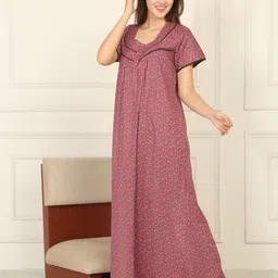 Sweet Dreams Floral Printed Square Neck Pure Cotton Maxi Nightdress image 3