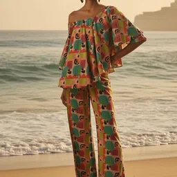 Loomfresh Noorain Printed Off-Shoulder Neck Organic Cotton Tunic With Trouser-picture-23