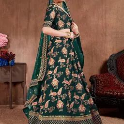DIVASTRI Floral Embroidered Semi-Stitched Lehenga & Unstitched Blouse With Dupatta image 2