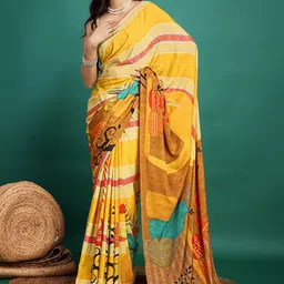 P D Silk Mills Pure Crepe multi color Saree-picture-36