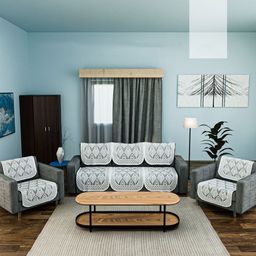 Aura Grey & White Cotton Sofa Cover-picture-5