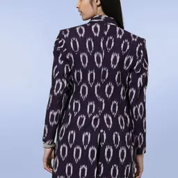 Talethread Ikat Printed Cotton Open-Front Casual Blazer image 2