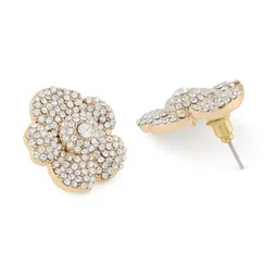 AMI Gold-Plated Austrian Diamonds Studded Dazzling Floral Studs image 3