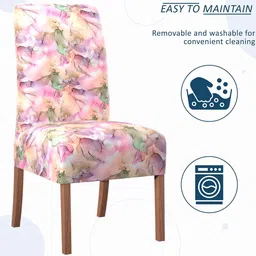 Kuber Industries Set Of 2 Pink & Green Printed Stretchable Chair Covers image 4