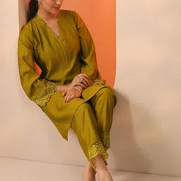 Libas V-Neck Beaded Tunic With Trousers image 2