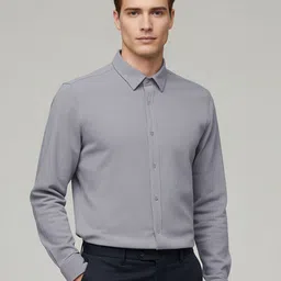 Celio Men Classic Fit Textured Spread Collar Cotton Casual Shirt image 1
