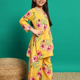 Readiprint Fashions Girls Floral Printed Gotta Patti Pure Cotton Kurti with Palazzo image 2