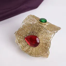 VOGUE PANASH Women Brass Cubic Zirconia Gold-Plated Cuff Bracelet-image-44
