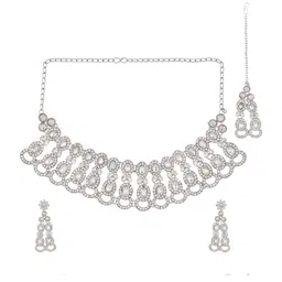 Anouk Silver-Plated Stainless Steel American Diamond Jewellery Set image 5