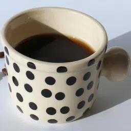 Del Hogar White & Black Printed Ceramic Glossy Cup image 3