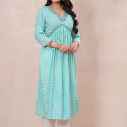 DIZON Women Floral Printed Anarkali Kurta-image-9