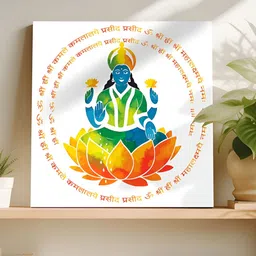 Art Street Red & Green Goddess Lakshmi Canvas Wall Art image 4