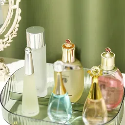 HOUSE OF QUIRK Green & Transparent Textured Acrylic Oval Makeup Organiser-picture-36