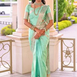 Mitera Woven Design Zari Silk Blend Saree image 3