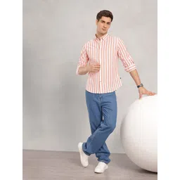 Nautica Slim Fit Vertical Stripes Button-Down Collar Cotton Linen Casual Shirt image 2