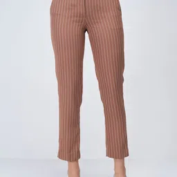 SALT ATTIRE Women Striped Smart Slim Fit Trousers-picture-13