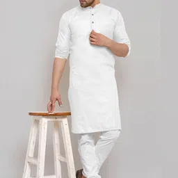 click n buy Krudha Men Solid Straight Kurta (White)-picture-38